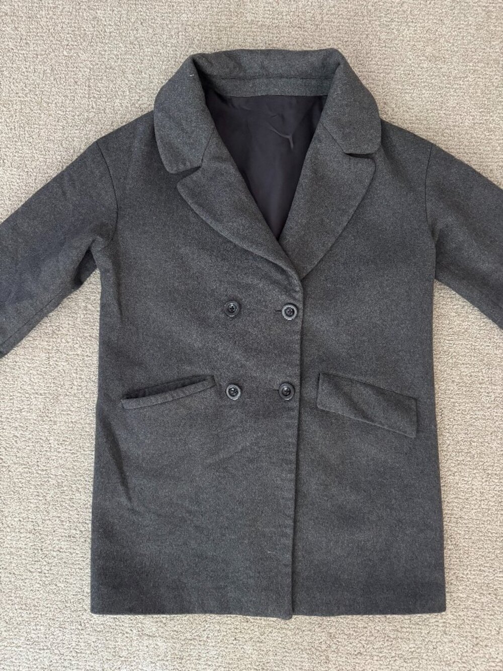 Custom-Made Oversized Wool Coat, Charcoal Gray